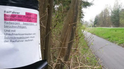Konflikte zwischen Fuß- und Radverkehr werden angezeigt. Konflikte zwischen Fuß- und Radverkehr